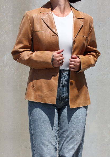 Caramel Leather Blazer