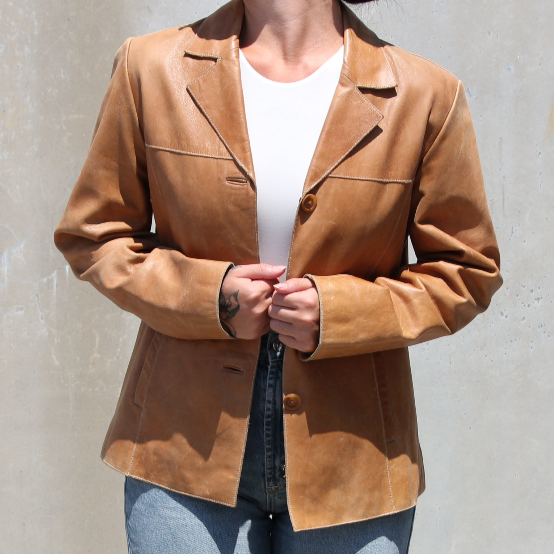 Caramel Leather Blazer