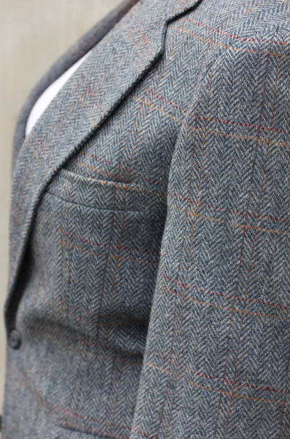 Gray Herringbone Plaid Blazer